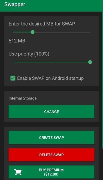 App para crear memoria virtual (swap)