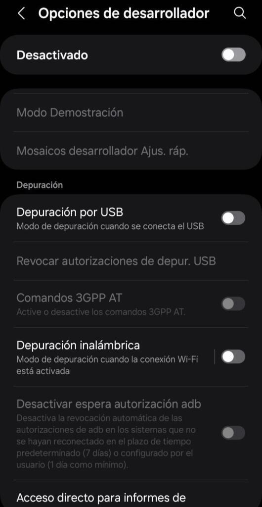 Desactivar modo desarrollador android para fortnite