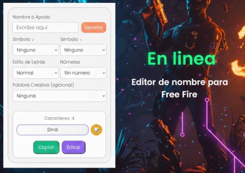 editor de nombre para Free Fire