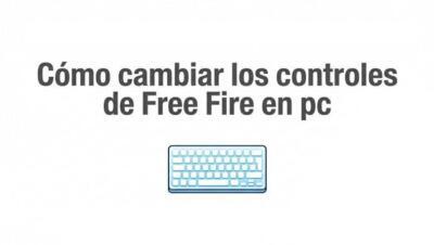 Teclado de computadora con texto explicativo sobre cómo configurar controles en Free Fire para PC
