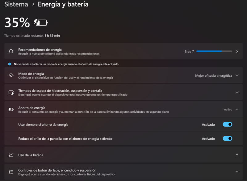 activar modo energia windows