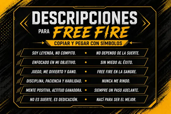 Descripciones para Free Fire listas para copiar y pegar con símbolos